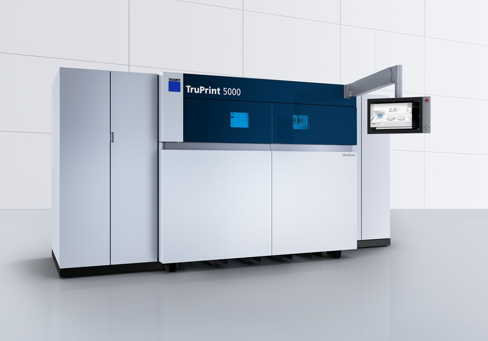 The highly productive, partially automated TruPrint 5000 3D printing system provides the ideal basis for industrial series production.