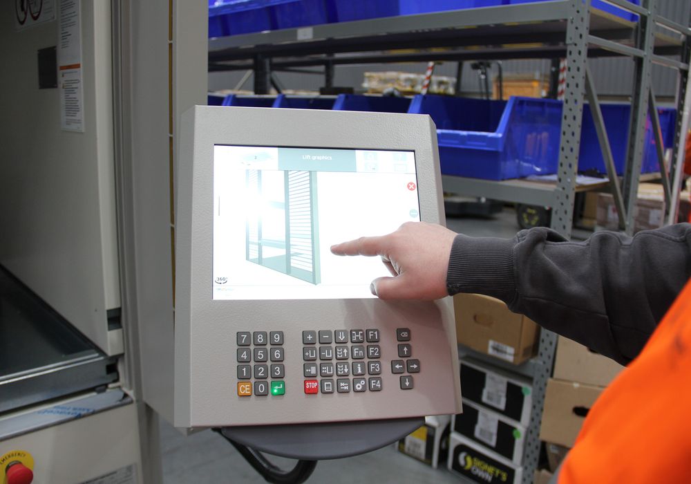 Haenel Lean lift storage solutions for warehousing parts screen operations