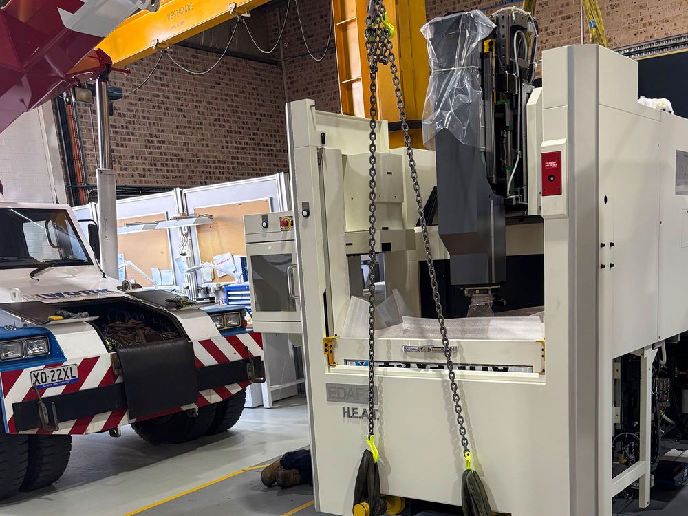 Industrial machinery installed at its destination following relocation