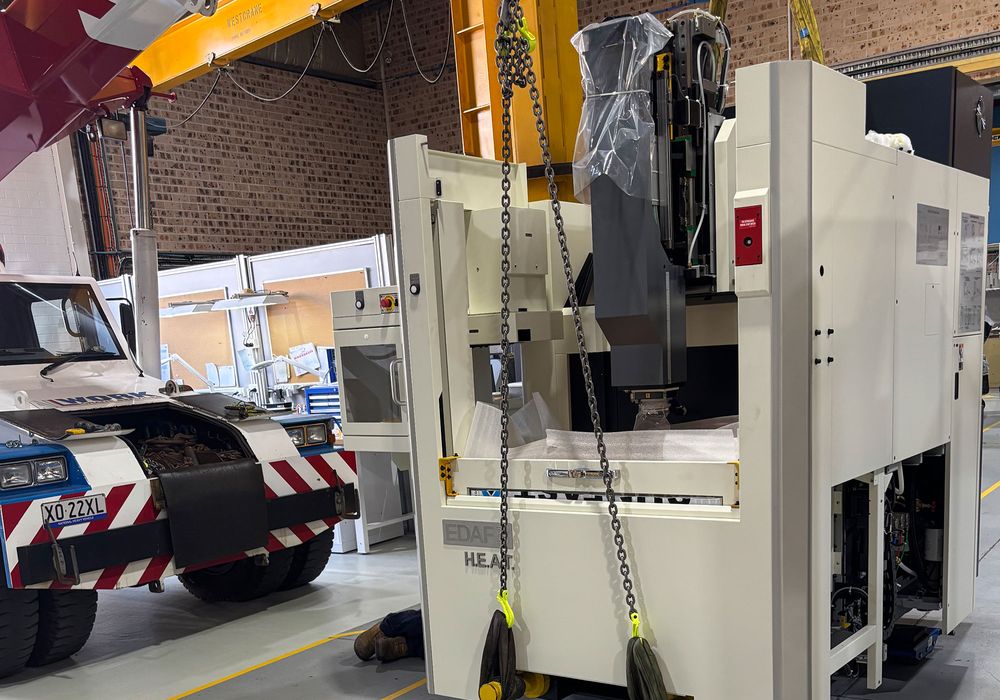 Industrial machinery installed at its destination following relocation